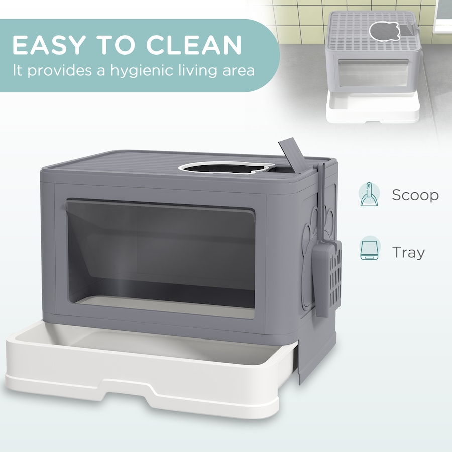 Image 962507_ALTMORE3.jpg, Product 962-507 / Price $48.99, PawHut Cat Litter Box, Front Enter & Top Exit Cat Litter Tray, Grey from PawHut on TSC.ca's Home & Garden department