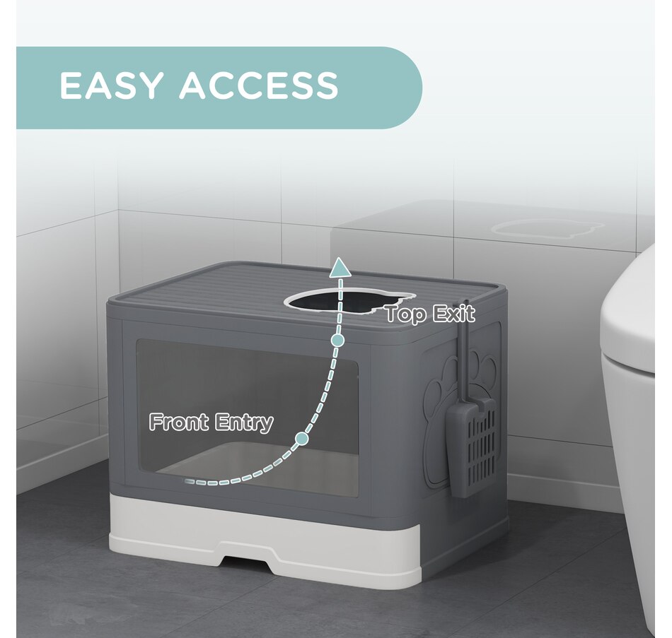 Image 962507_ALTMORE4.jpg, Product 962-507 / Price $52.99, PawHut Cat Litter Box, Front Enter & Top Exit Cat Litter Tray, Grey from PawHut on TSC.ca's Home & Garden department