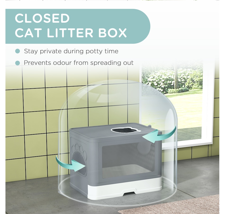Image 962507_ALTMORE7.jpg, Product 962-507 / Price $52.99, PawHut Cat Litter Box, Front Enter & Top Exit Cat Litter Tray, Grey from PawHut on TSC.ca's Home & Garden department
