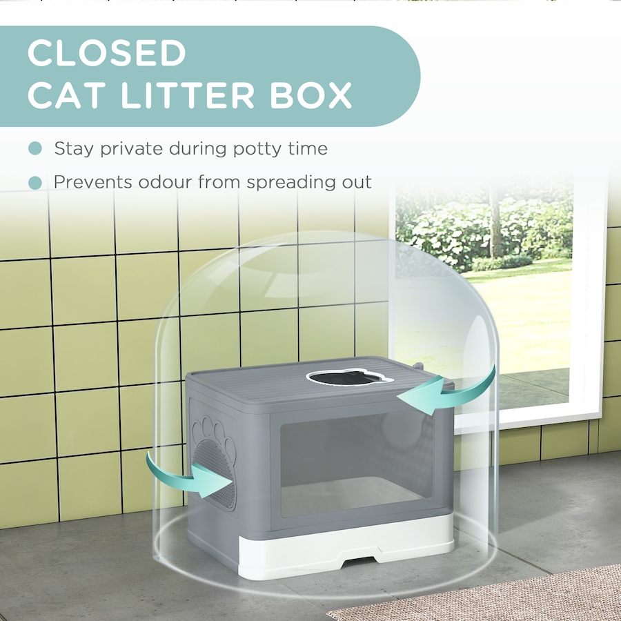 Image 962507_ALTMORE7.jpg, Product 962-507 / Price $48.99, PawHut Cat Litter Box, Front Enter & Top Exit Cat Litter Tray, Grey from PawHut on TSC.ca's Home & Garden department