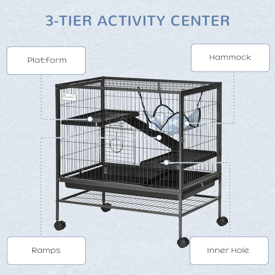 Image 962520_ALTMORE4.jpg, Product 962-520 / Price $129.00, PawHut Small Animal Cage with Hammock, 3-Tier Ferret Cage Removable Tray from PawHut on TSC.ca's Home & Garden department