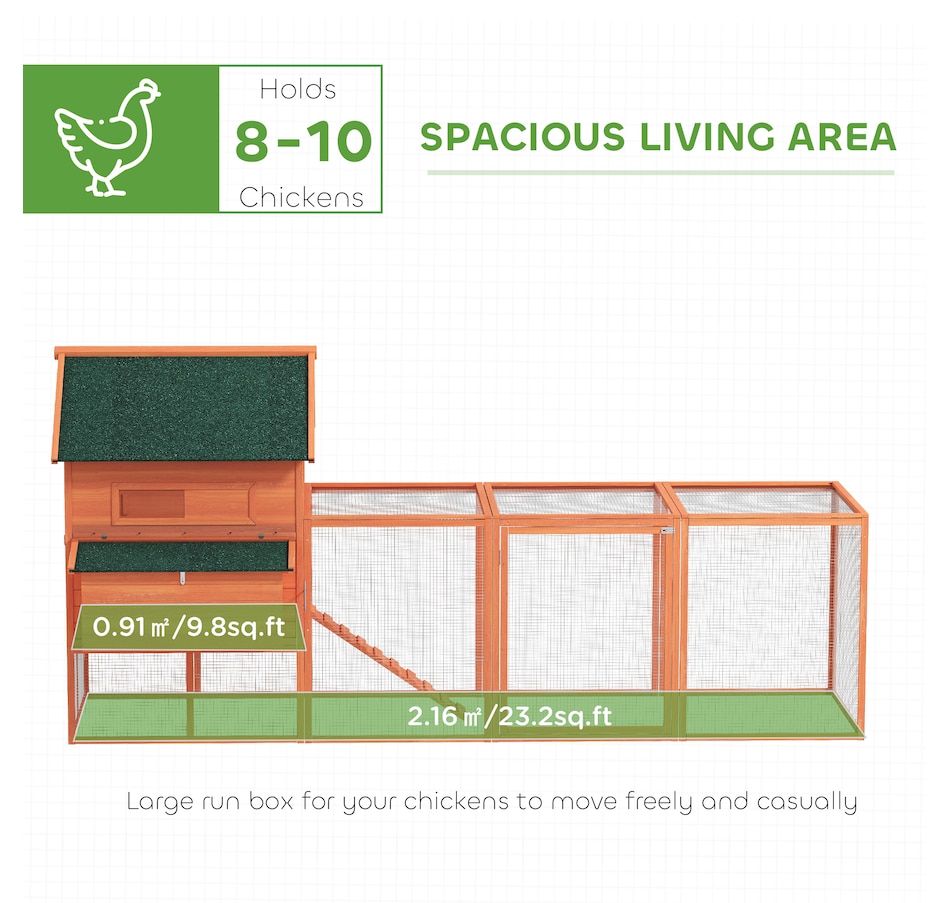 Image 962526_ALTMORE3.jpg, Product 962-526 / Price $599.99, PawHut 137" Chicken Coop with Chicken Run, Nesting Box, Orange from PawHut on TSC.ca's Home & Garden department