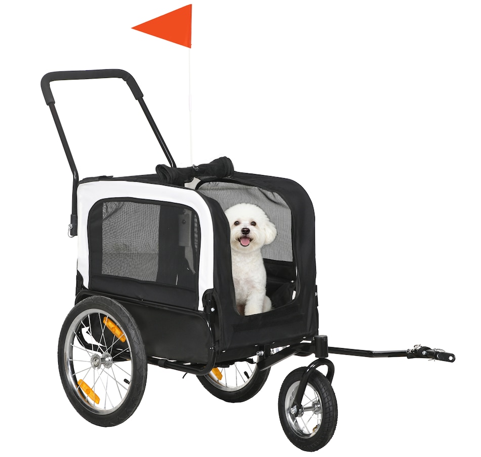 Image 962546.jpg, Product 962-546 / Price $149.99, PawHut 2 in 1 Dog Bike Trailer with Safety Leash Hitch for Small Dogs Black from PawHut on TSC.ca's Home & Garden department