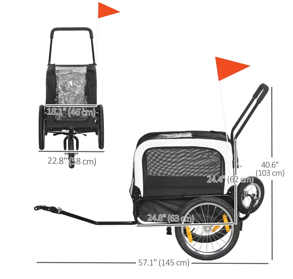 Image 962546_ALTMORE2.jpg, Product 962-546 / Price $149.99, PawHut 2 in 1 Dog Bike Trailer with Safety Leash Hitch for Small Dogs Black from PawHut on TSC.ca's Home & Garden department