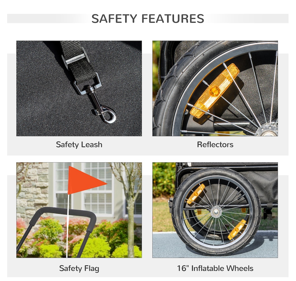 Image 962546_ALTMORE5.jpg, Product 962-546 / Price $149.99, PawHut 2 in 1 Dog Bike Trailer with Safety Leash Hitch for Small Dogs Black from PawHut on TSC.ca's Home & Garden department