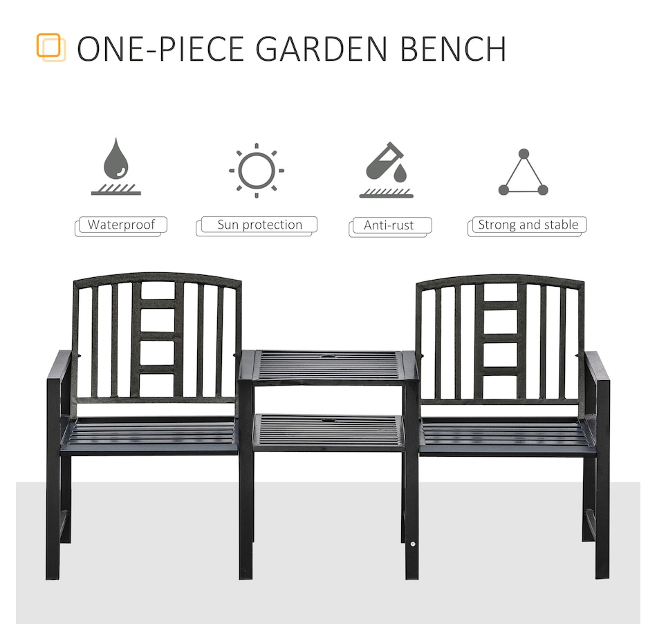 Image 962565_ALTMORE5.jpg, Product 962-565 / Price $199.99, Outsunny Patio Bench, Outdoor Loveseat with Middle Table & Umbrella Hole from Outsunny on TSC.ca's Home & Garden department