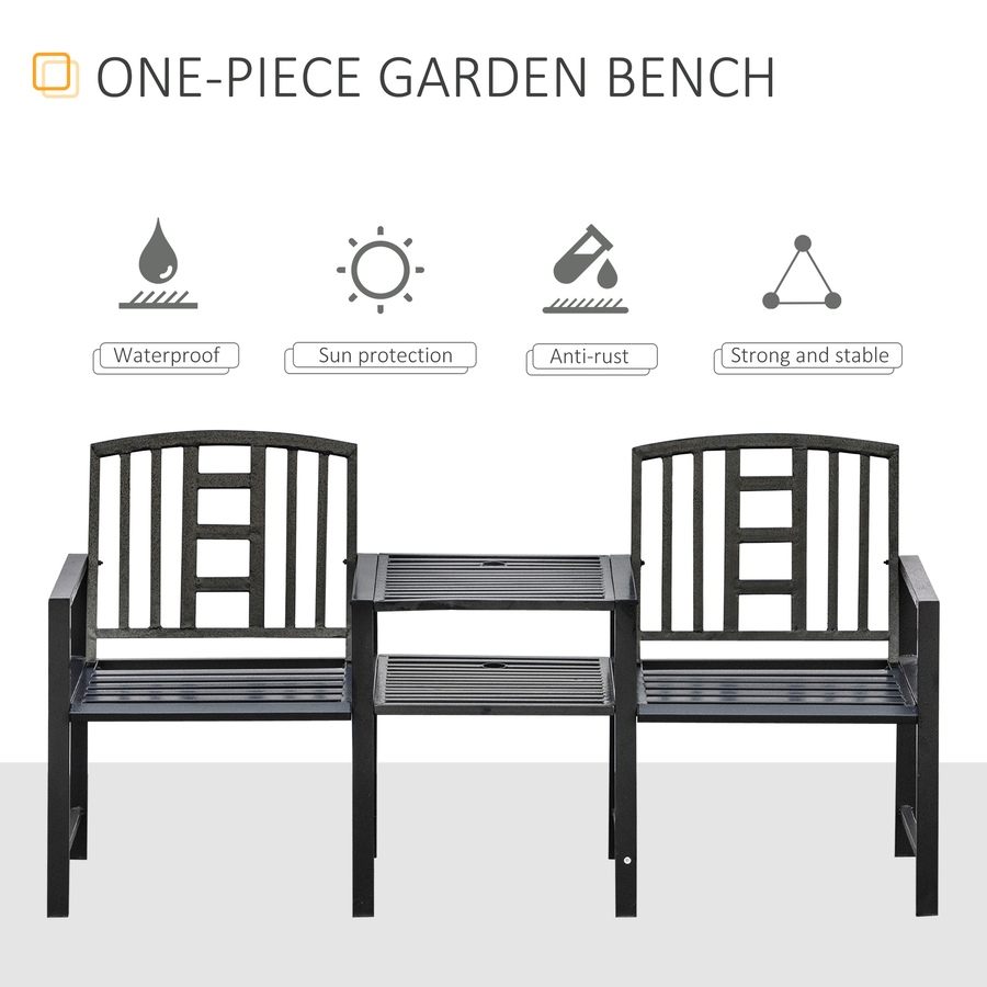 Image 962565_ALTMORE5.jpg, Product 962-565 / Price $199.99, Outsunny Patio Bench, Outdoor Loveseat with Middle Table & Umbrella Hole from Outsunny on TSC.ca's Home & Garden department