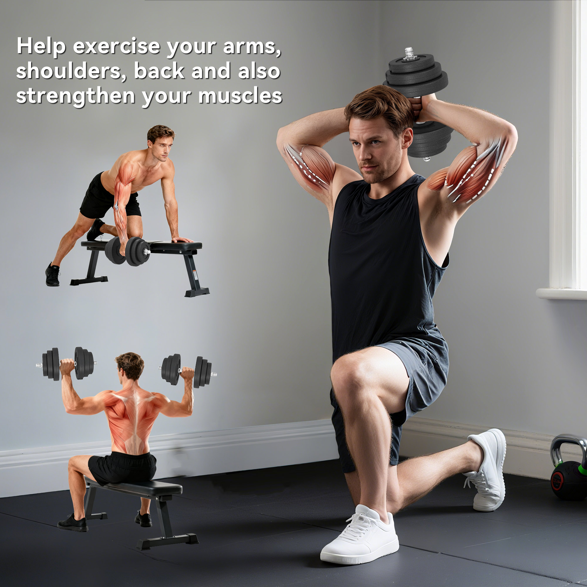 Soozier 2 x 44lbs Adjustable Dumbbell Set Weight Fitness Home Gym