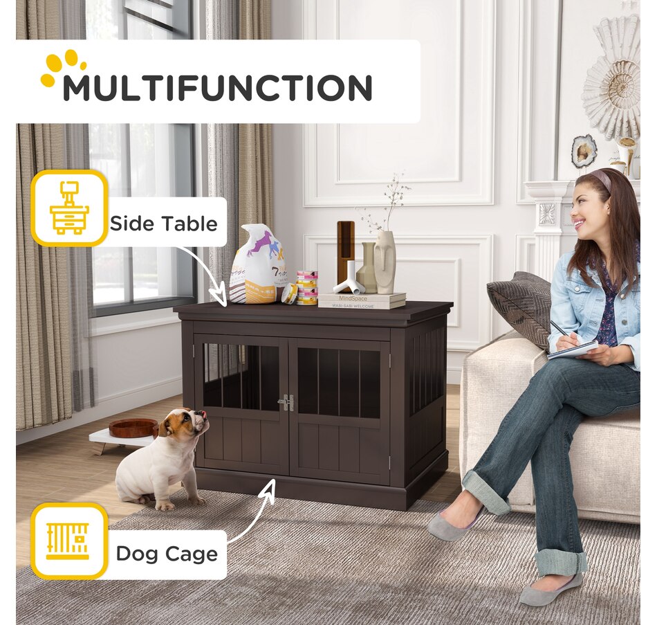 Image 962580_ALTMORE3.jpg, Product 962-580 / Price $136.99, PawHut 31" Dog Crate Furniture End Table with Three Doors for Small Dogs from PawHut on TSC.ca's Home & Garden department