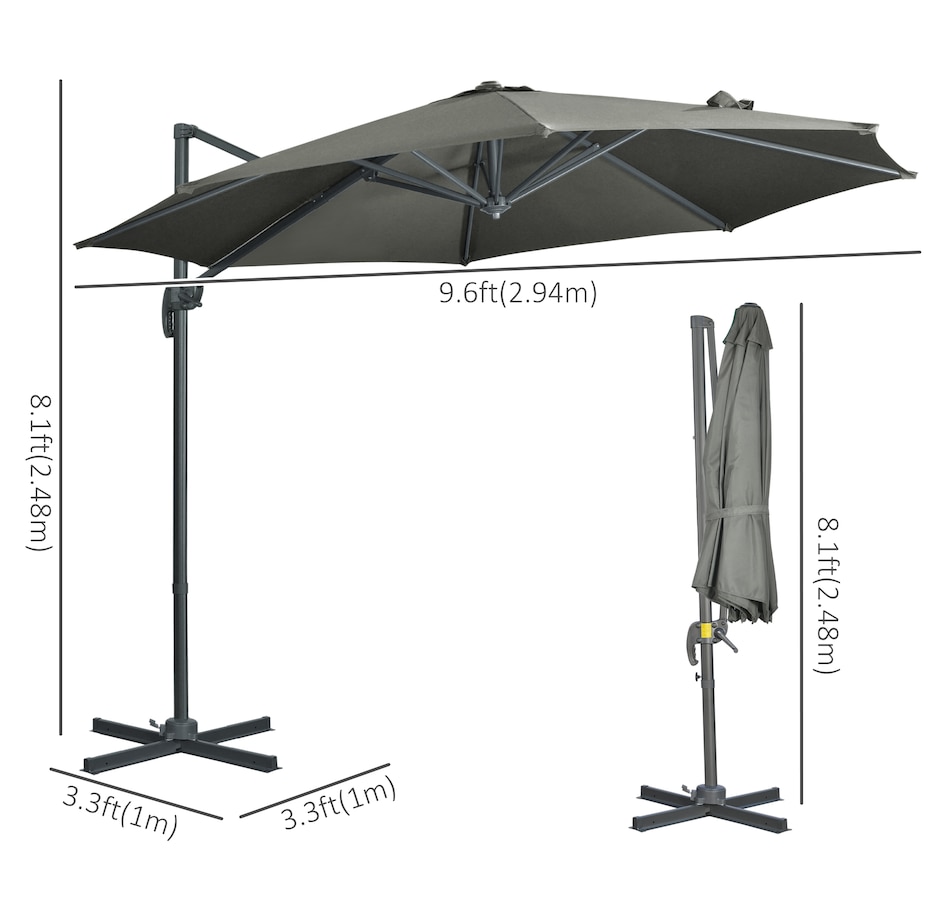 Image 964261_ALTMORE2.jpg, Product 964-261 / Price $199.99, Outsunny ⌀ 9.6' Patio Hanging Offset Umbrella from Outsunny on TSC.ca's Home & Garden department