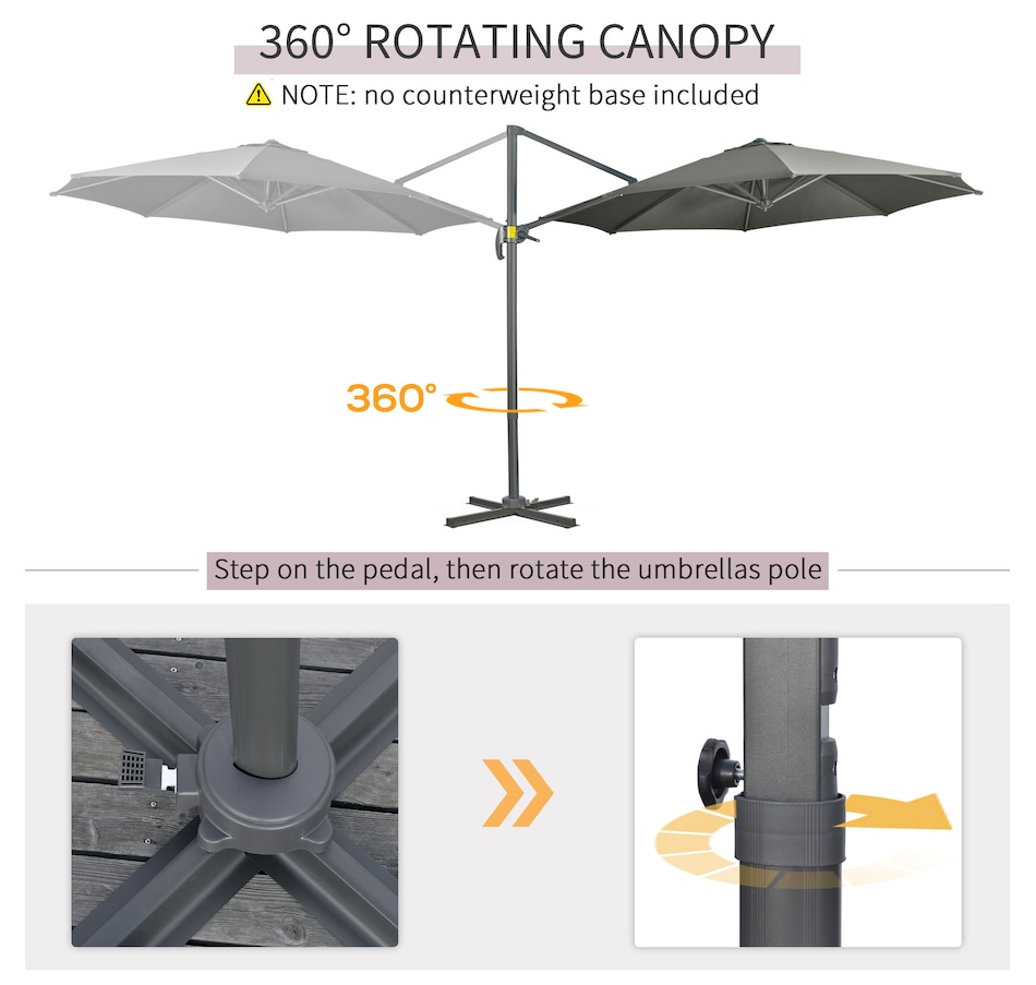 Image 964261_ALTMORE3.jpg, Product 964-261 / Price $199.99, Outsunny ⌀ 9.6' Patio Hanging Offset Umbrella from Outsunny on TSC.ca's Home & Garden department