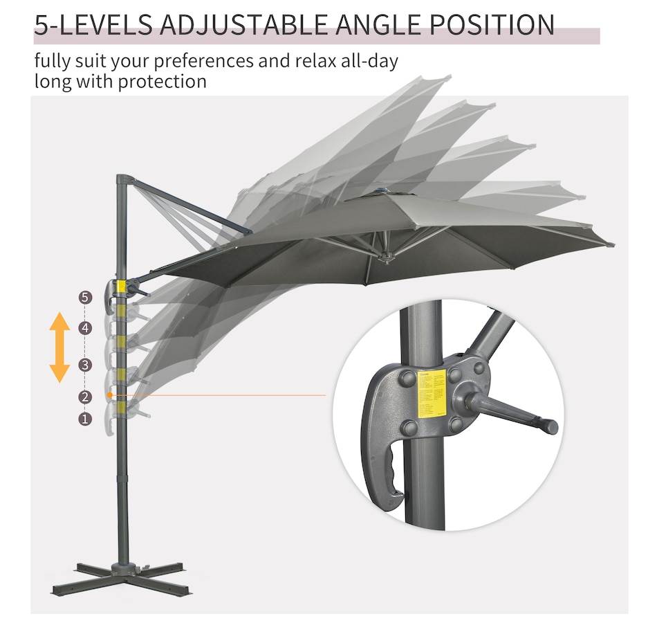 Image 964261_ALTMORE4.jpg, Product 964-261 / Price $199.99, Outsunny ⌀ 9.6' Patio Hanging Offset Umbrella from Outsunny on TSC.ca's Home & Garden department