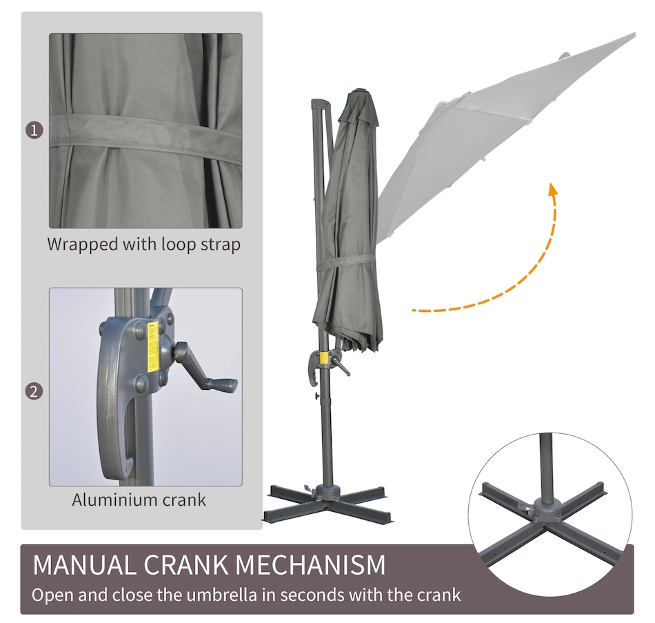 Image 964261_ALTMORE5.jpg, Product 964-261 / Price $199.99, Outsunny ⌀ 9.6' Patio Hanging Offset Umbrella from Outsunny on TSC.ca's Home & Garden department