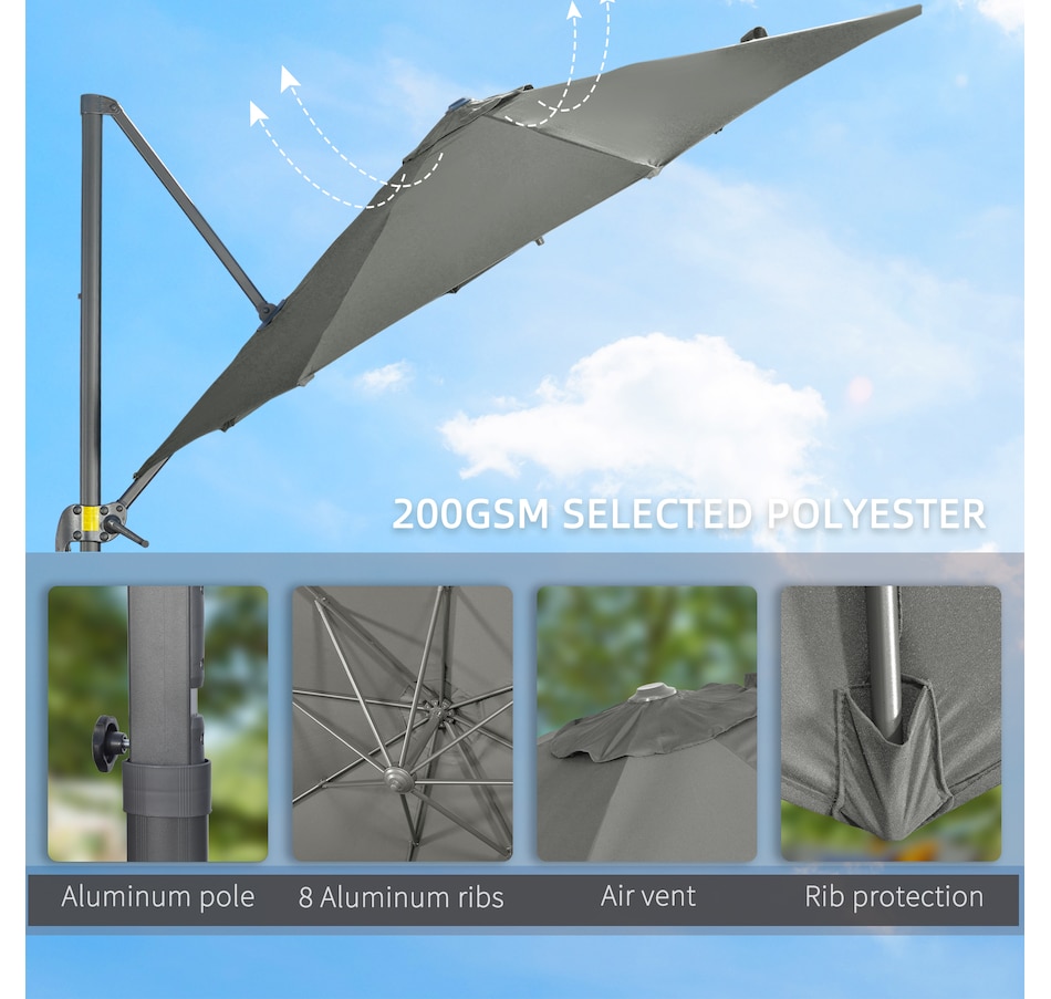 Image 964261_ALTMORE6.jpg, Product 964-261 / Price $199.99, Outsunny ⌀ 9.6' Patio Hanging Offset Umbrella from Outsunny on TSC.ca's Home & Garden department