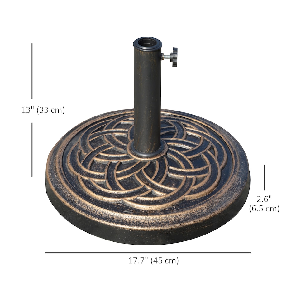 Image 964262_ALTMORE2.jpg, Product 964-262 / Price $59.99, Outsunny 25 lb Patio Umbrella Base Market Umbrella Base Stand Bronze from Outsunny on TSC.ca's Home & Garden department