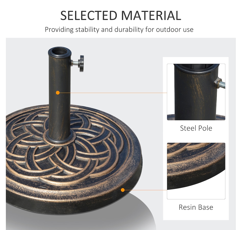 Image 964262_ALTMORE4.jpg, Product 964-262 / Price $59.99, Outsunny 25 lb Patio Umbrella Base Market Umbrella Base Stand Bronze from Outsunny on TSC.ca's Home & Garden department