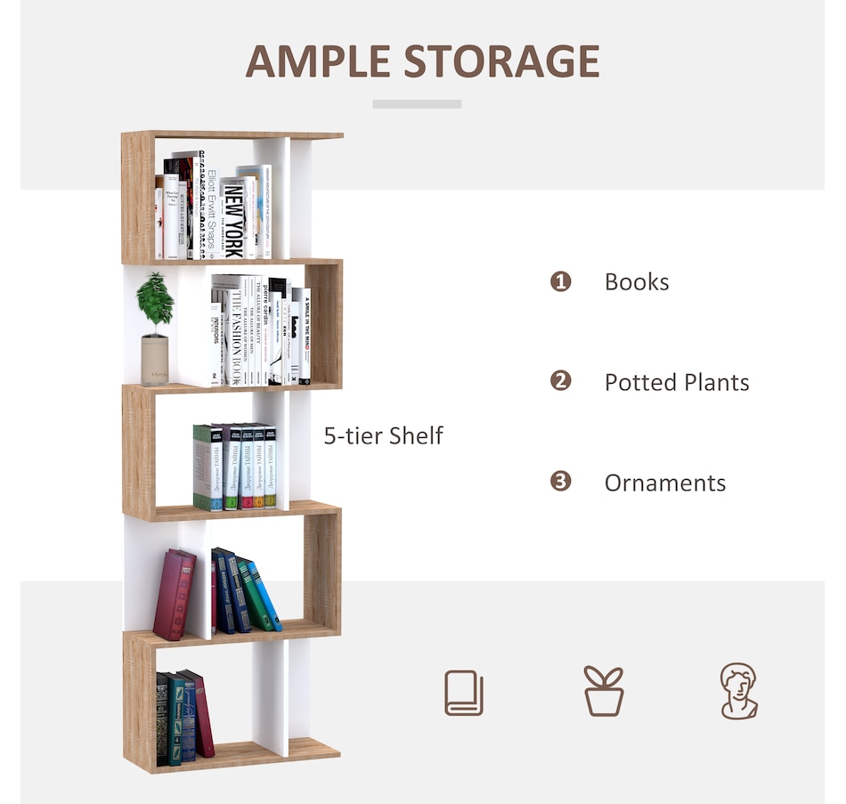 Image 964294_ALTMORE4.jpg, Product 964-294 / Price $119.99 - $122.99, HOMCOM Bookcase 5-Tier Display Storage Shelf Room Divider Home Office from HOMCOM on TSC.ca's department