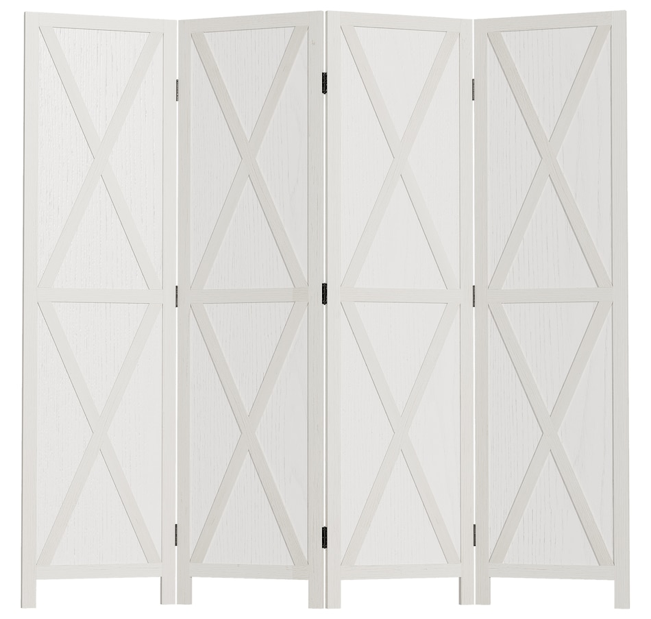 Image 964307.jpg, Product 964-307 / Price $162.99, HOMCOM 4-Panel Privacy Screen with Foldable Design Wood Frame White 5.6FT from HOMCOM on TSC.ca's Home & Garden department