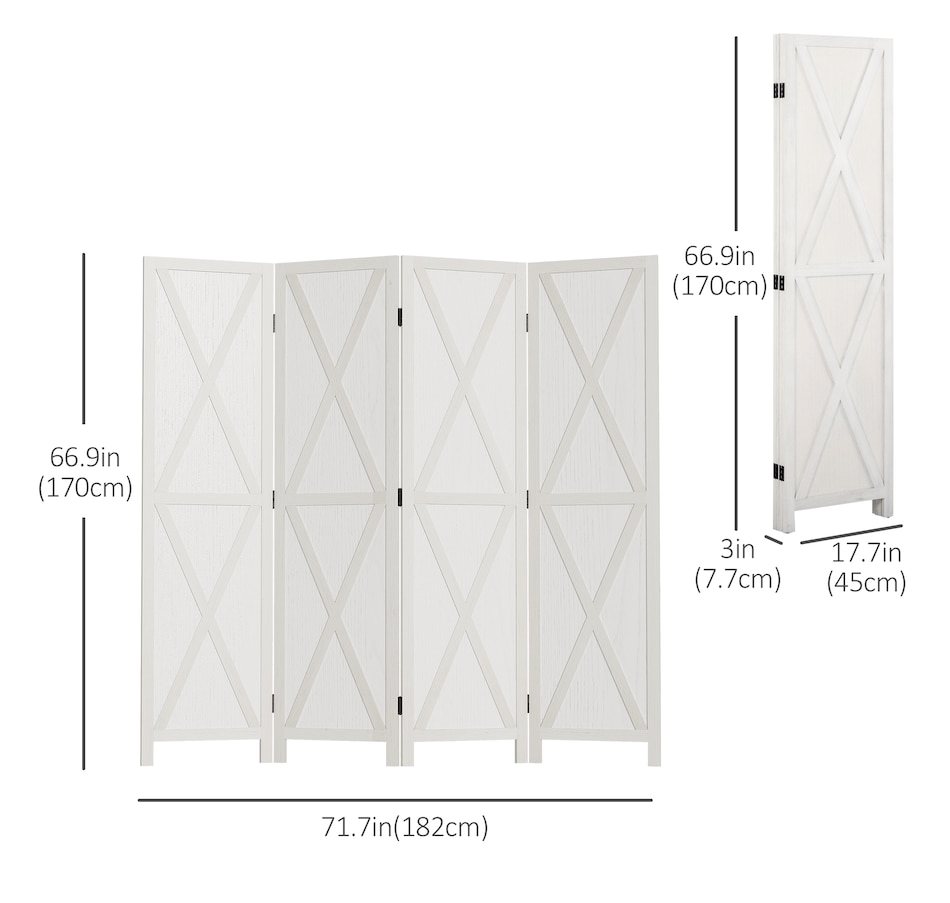 Image 964307_ALTMORE2.jpg, Product 964-307 / Price $162.99, HOMCOM 4-Panel Privacy Screen with Foldable Design Wood Frame White 5.6FT from HOMCOM on TSC.ca's Home & Garden department