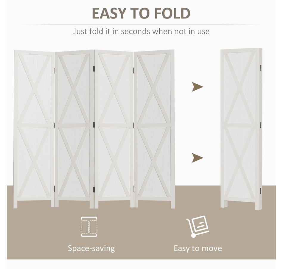 Image 964307_ALTMORE3.jpg, Product 964-307 / Price $162.99, HOMCOM 4-Panel Privacy Screen with Foldable Design Wood Frame White 5.6FT from HOMCOM on TSC.ca's Home & Garden department