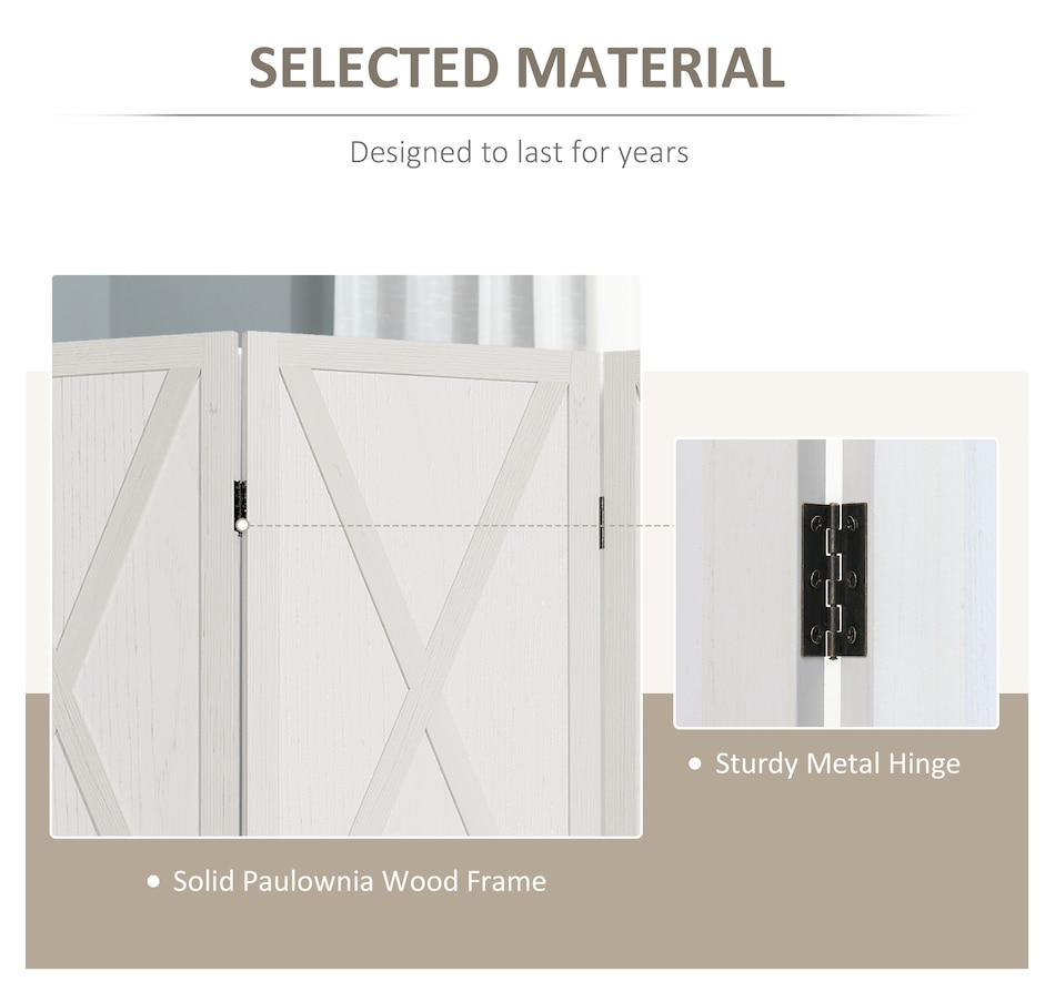 Image 964307_ALTMORE4.jpg, Product 964-307 / Price $162.99, HOMCOM 4-Panel Privacy Screen with Foldable Design Wood Frame White 5.6FT from HOMCOM on TSC.ca's Home & Garden department