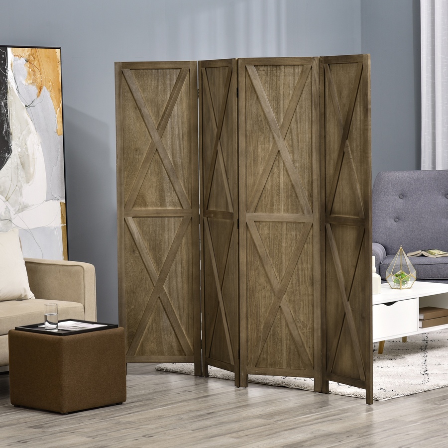 Image 964308_ALTMORE1.jpg, Product 964-308 / Price $129.99, HOMCOM 4-Panel Privacy Screen with Foldable Design Wood Frame White 5.6FT from HOMCOM on TSC.ca's Home & Garden department