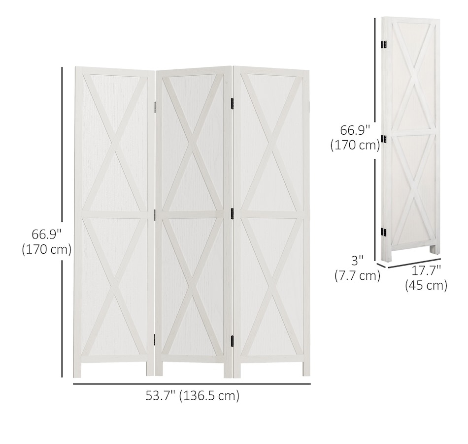Image 964309_ALTMORE2.jpg, Product 964-309 / Price $137.99, HOMCOM 3-Panel Privacy Screen with Foldable Design Wood Frame White 5.6FT from HOMCOM on TSC.ca's Home & Garden department