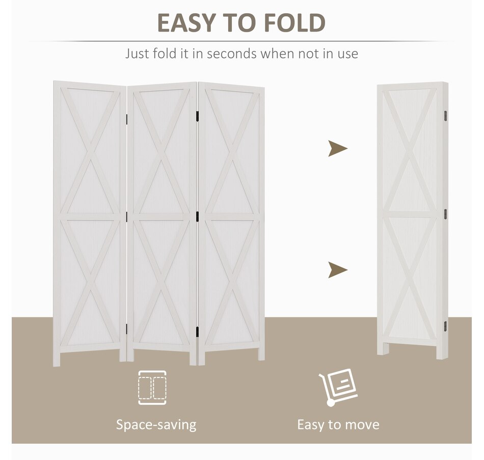 Image 964309_ALTMORE3.jpg, Product 964-309 / Price $137.99, HOMCOM 3-Panel Privacy Screen with Foldable Design Wood Frame White 5.6FT from HOMCOM on TSC.ca's Home & Garden department