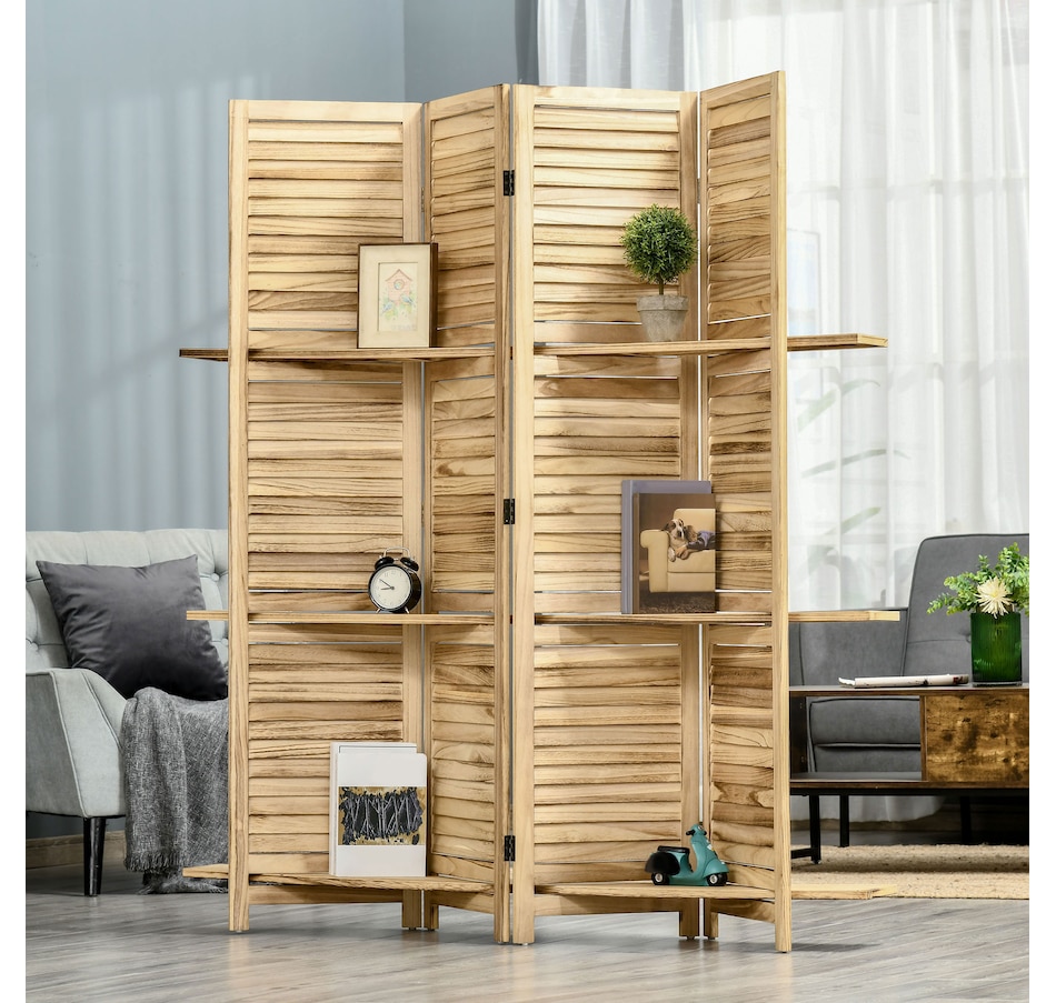 Image 964327_ALTMORE1.jpg, Product 964-327 / Price $162.99 - $169.99, HOMCOM 4-Panel Privacy Screen with Storage Shelf Foldable Design from HOMCOM on TSC.ca's Home & Garden department