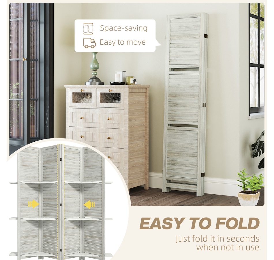 Image 964327_ALTMORE12.jpg, Product 964-327 / Price $162.99 - $169.99, HOMCOM 4-Panel Privacy Screen with Storage Shelf Foldable Design from HOMCOM on TSC.ca's Home & Garden department