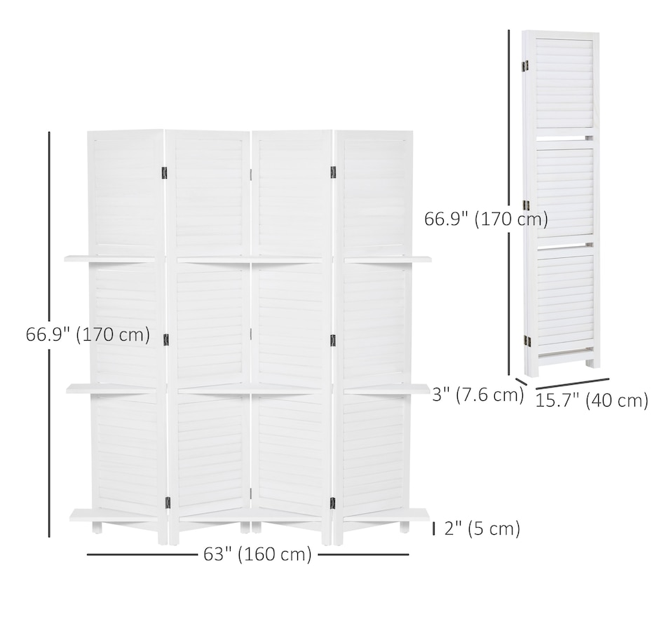 Image 964327_ALTMORE18.jpg, Product 964-327 / Price $162.99 - $169.99, HOMCOM 4-Panel Privacy Screen with Storage Shelf Foldable Design from HOMCOM on TSC.ca's Home & Garden department