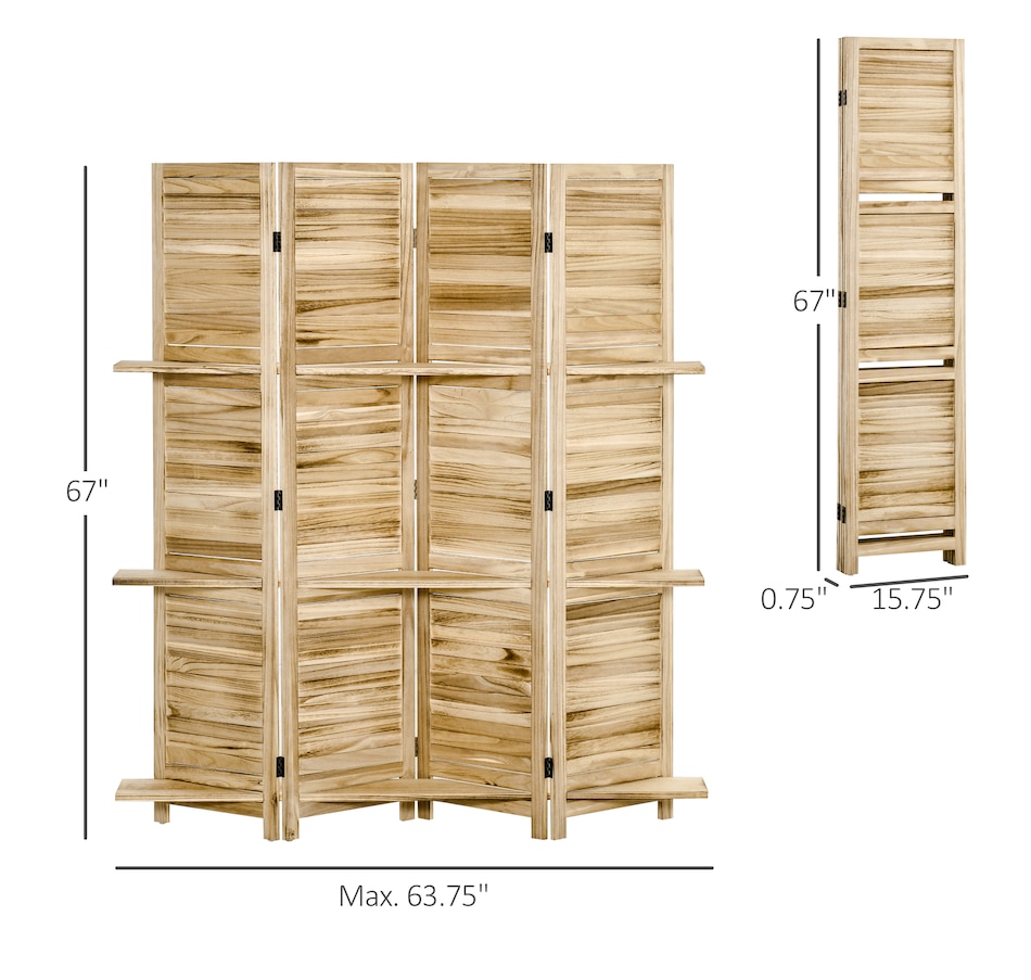 Image 964327_ALTMORE2.jpg, Product 964-327 / Price $162.99 - $169.99, HOMCOM 4-Panel Privacy Screen with Storage Shelf Foldable Design from HOMCOM on TSC.ca's Home & Garden department