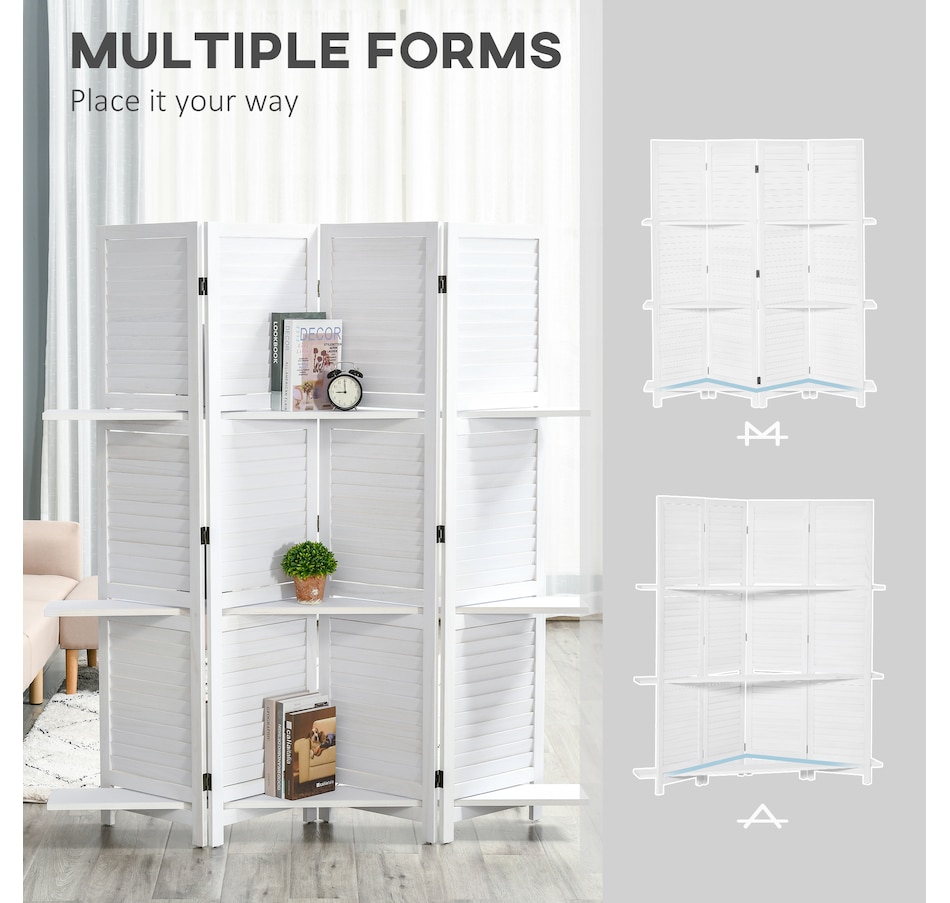 Image 964327_ALTMORE22.jpg, Product 964-327 / Price $162.99 - $169.99, HOMCOM 4-Panel Privacy Screen with Storage Shelf Foldable Design from HOMCOM on TSC.ca's Home & Garden department