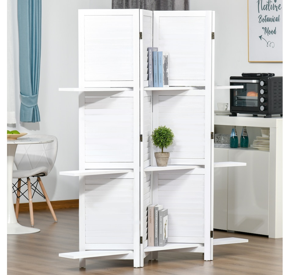 Image 964327_ALTMORE23.jpg, Product 964-327 / Price $162.99 - $169.99, HOMCOM 4-Panel Privacy Screen with Storage Shelf Foldable Design from HOMCOM on TSC.ca's Home & Garden department