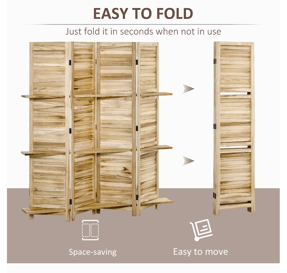 Image 964327_ALTMORE3.jpg, Product 964-327 / Price $162.99 - $169.99, HOMCOM 4-Panel Privacy Screen with Storage Shelf Foldable Design from HOMCOM on TSC.ca's Home & Garden department