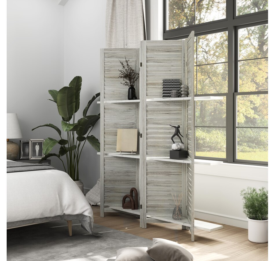 Image 964327_ALTMORE9.jpg, Product 964-327 / Price $162.99 - $169.99, HOMCOM 4-Panel Privacy Screen with Storage Shelf Foldable Design from HOMCOM on TSC.ca's Home & Garden department
