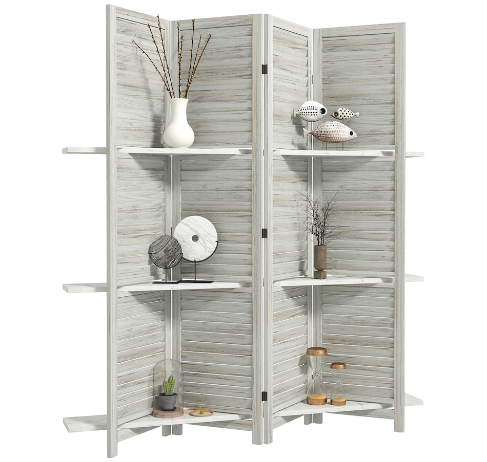 Image 964327_ST03.jpg, Product 964-327 / Price $162.99 - $169.99, HOMCOM 4-Panel Privacy Screen with Storage Shelf Foldable Design from HOMCOM on TSC.ca's Home & Garden department