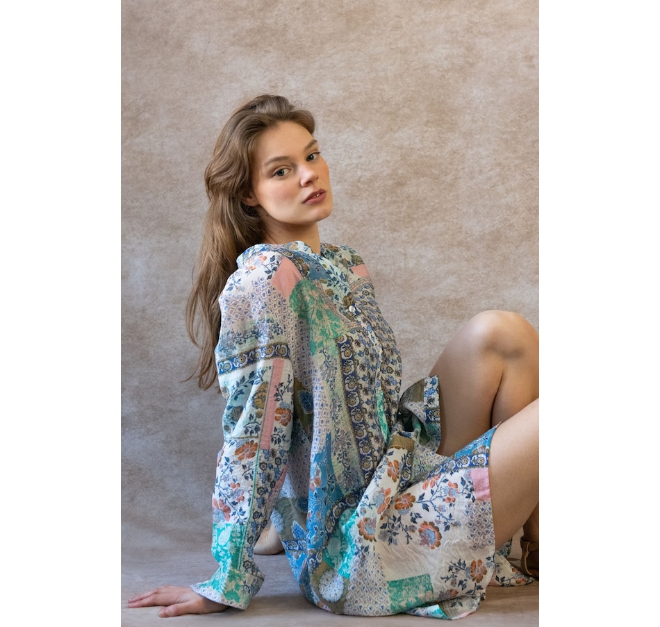 Image 964336_ALTMORE2.jpg, Product 964-336 / Price $34.99, Annick Lara Patchwork Print Boho Tunic Shirt Dress Long Sleeves from ANNICK on TSC.ca's Fashion department