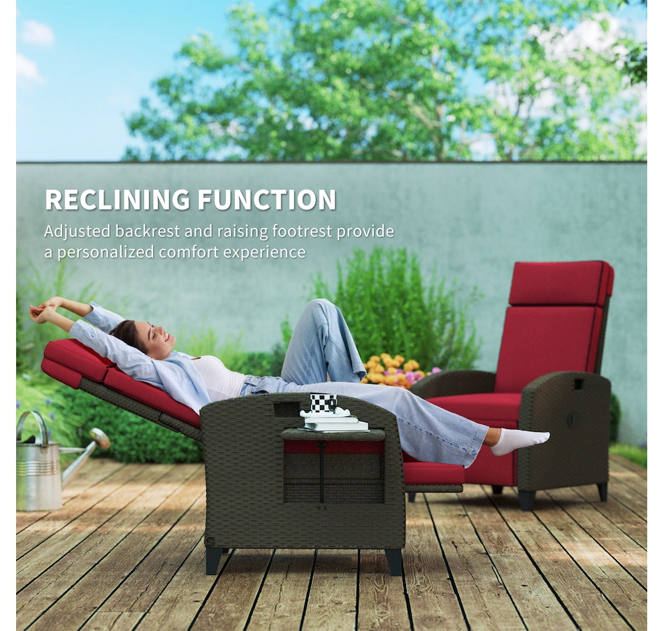 Image 964341_ALTMORE19.jpg, Product 964-341 / Price $299.99, Outsunny Outdoor Recliner Chair with Adjustable Backrest, Cushion, Red from Outsunny on TSC.ca's Home & Garden department