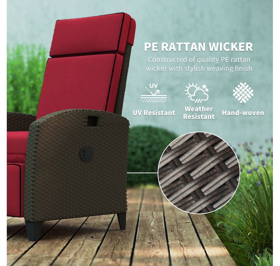 Image 964341_ALTMORE20.jpg, Product 964-341 / Price $299.99, Outsunny Outdoor Recliner Chair with Adjustable Backrest, Cushion, Red from Outsunny on TSC.ca's Home & Garden department