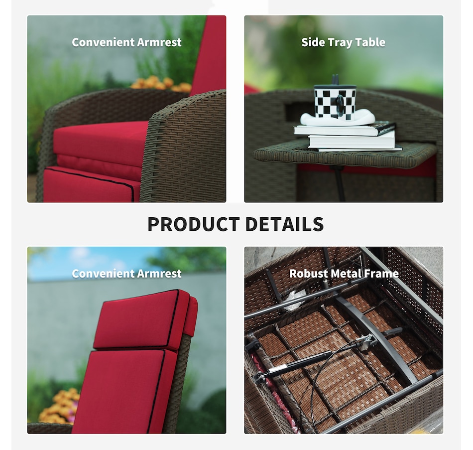 Image 964341_ALTMORE21.jpg, Product 964-341 / Price $299.99, Outsunny Outdoor Recliner Chair with Adjustable Backrest, Cushion, Red from Outsunny on TSC.ca's Home & Garden department