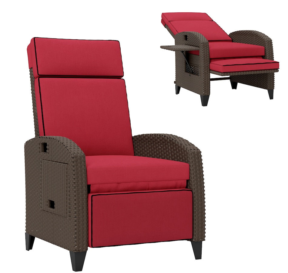 Image 964341_ST03.jpg, Product 964-341 / Price $299.99, Outsunny Outdoor Recliner Chair with Adjustable Backrest, Cushion, Red from Outsunny on TSC.ca's Home & Garden department