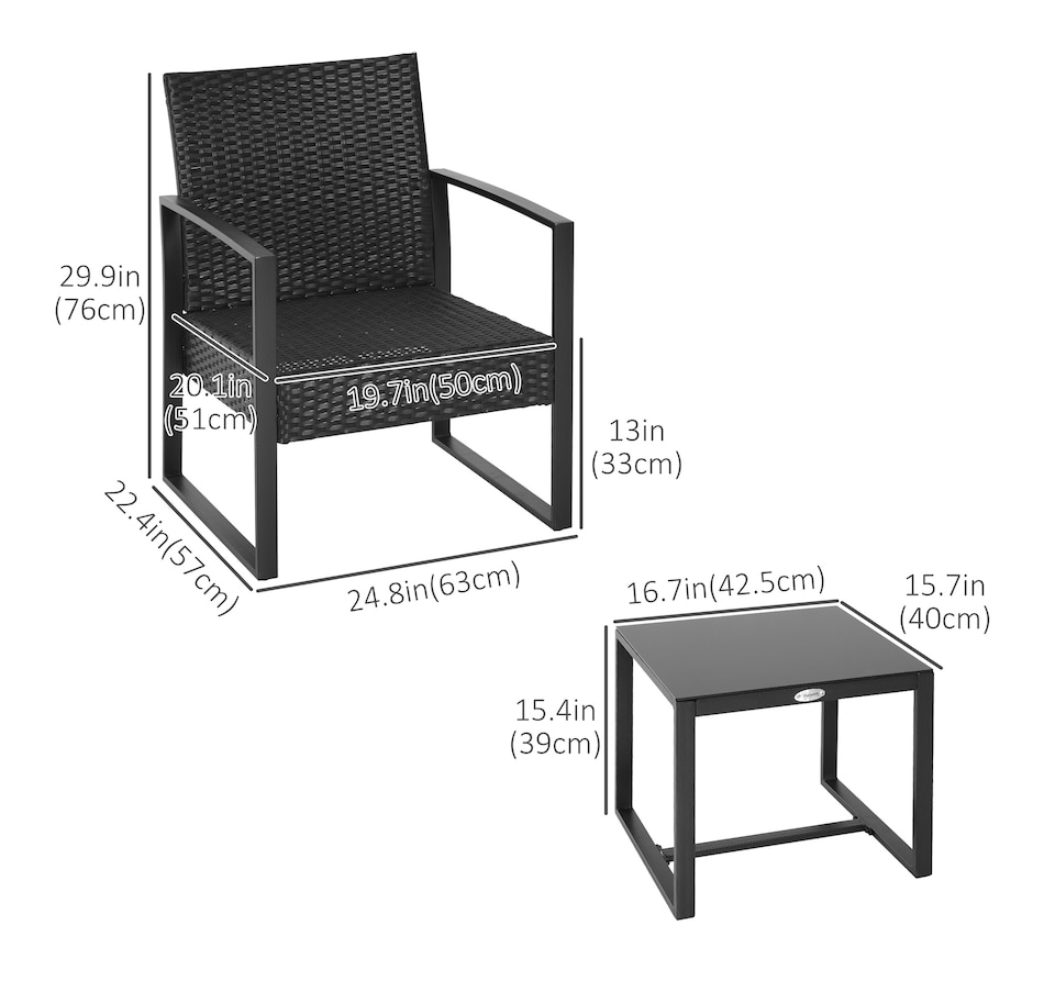 Image 964355_ALTMORE2.jpg, Product 964-355 / Price $169.99, Outsunny 3 Pieces Wicker Patio Furniture Set from Outsunny on TSC.ca's Home & Garden department