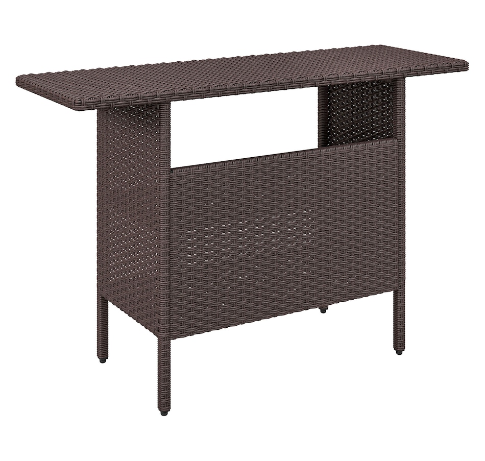 Image 964361.jpg, Product 964-361 / Price $209.99, Outsunny 55" Rattan Bar Table with 2 Storage Shelves and Steel Frame from Outsunny on TSC.ca's Home & Garden department