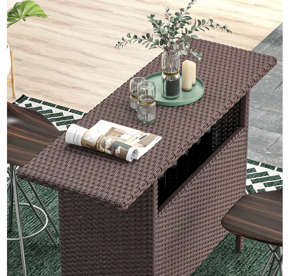 Image 964361_ALTMORE7.jpg, Product 964-361 / Price $209.99, Outsunny 55" Rattan Bar Table with 2 Storage Shelves and Steel Frame from Outsunny on TSC.ca's Home & Garden department