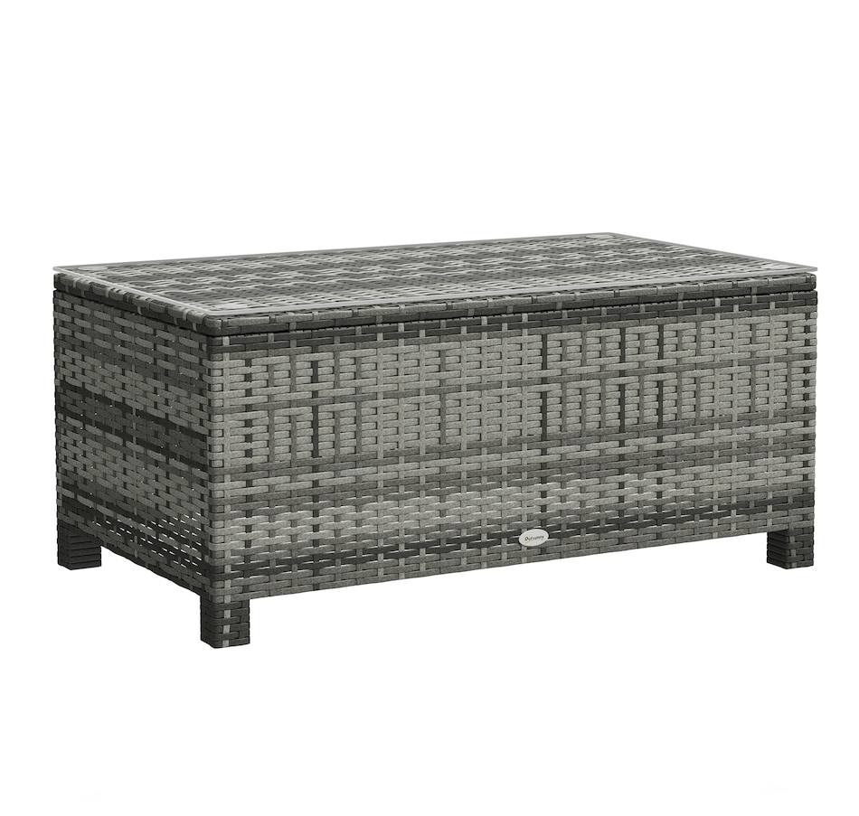 Image 964368.jpg, Product 964-368 / Price $119.99, Outsunny Rattan Outdoor Coffee Table with Tempered Glass Top, Grey from Outsunny on TSC.ca's Home & Garden department