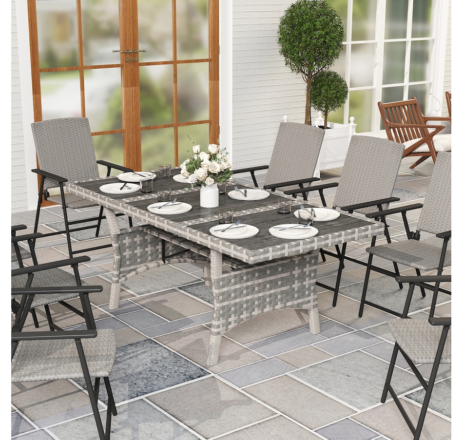 Image 964372_ALTMORE1.jpg, Product 964-372 / Price $289.99, Outsunny Outdoor Dining Table for 6-8, 75" Patio Table with Shelf, WPC Top from Outsunny on TSC.ca's Home & Garden department