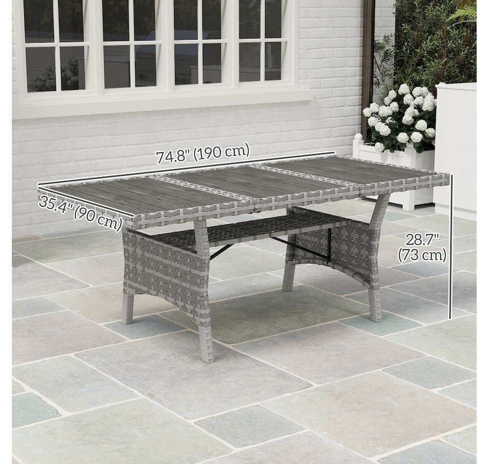 Image 964372_ALTMORE2.jpg, Product 964-372 / Price $289.99, Outsunny Outdoor Dining Table for 6-8, 75" Patio Table with Shelf, WPC Top from Outsunny on TSC.ca's Home & Garden department