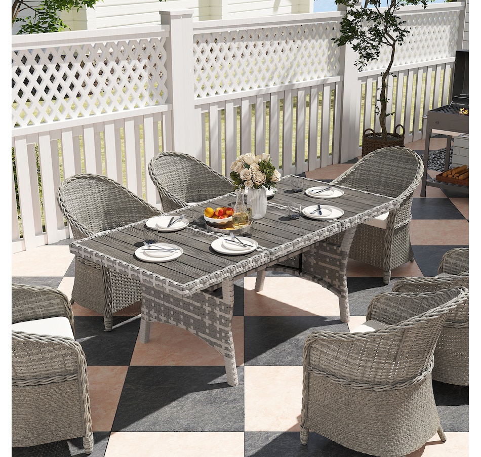 Image 964372_ALTMORE7.jpg, Product 964-372 / Price $289.99, Outsunny Outdoor Dining Table for 6-8, 75" Patio Table with Shelf, WPC Top from Outsunny on TSC.ca's Home & Garden department