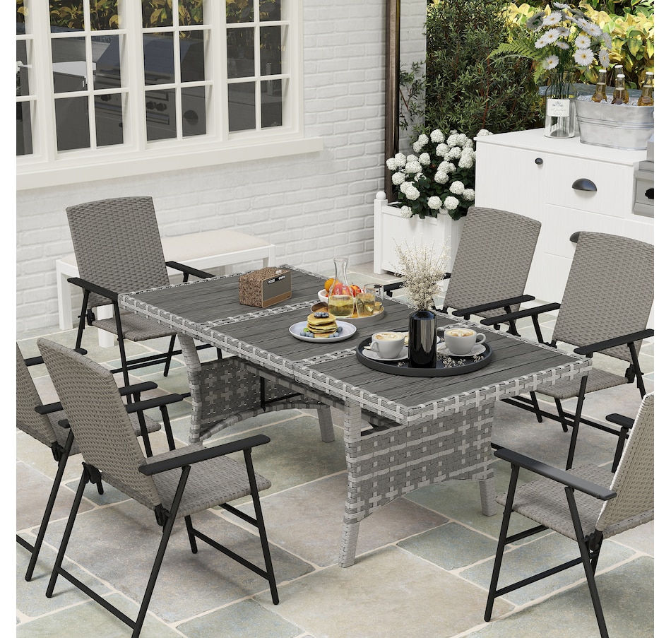 Image 964372_ALTMORE8.jpg, Product 964-372 / Price $289.99, Outsunny Outdoor Dining Table for 6-8, 75" Patio Table with Shelf, WPC Top from Outsunny on TSC.ca's Home & Garden department